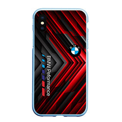 Чехол iPhone XS Max матовый BMW geometry stripes red, цвет: 3D-голубой