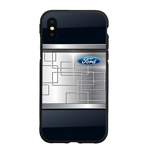 Чехол iPhone XS Max матовый FORD текстура из метала / 3D-Черный – фото 1