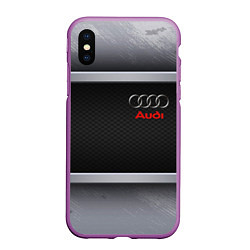 Чехол iPhone XS Max матовый Audi metal texture, цвет: 3D-фиолетовый