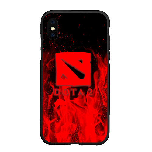 Чехол iPhone XS Max матовый DOTA 2 лого в огне / 3D-Черный – фото 1