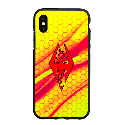 Чехол iPhone XS Max матовый The Elder Scrolls соты текстура / 3D-Черный – фото 1