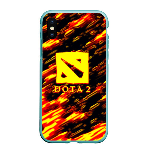 Чехол iPhone XS Max матовый DOTA2 огенный стиль текстура / 3D-Мятный – фото 1