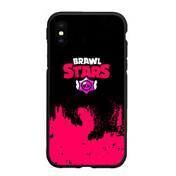 Чехол iPhone XS Max матовый Brawl stars розовые краски