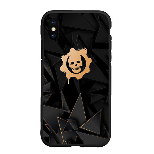 Чехол iPhone XS Max матовый Gears of War golden poly / 3D-Черный – фото 1