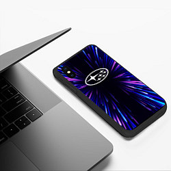 Чехол iPhone XS Max матовый Subaru neon energy, цвет: 3D-черный — фото 2