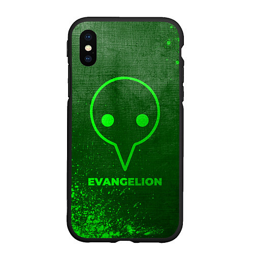 Чехол iPhone XS Max матовый Evangelion - green gradient / 3D-Черный – фото 1