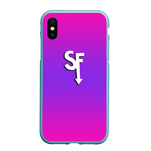 Чехол iPhone XS Max матовый Sally Face neon gradient / 3D-Мятный – фото 1