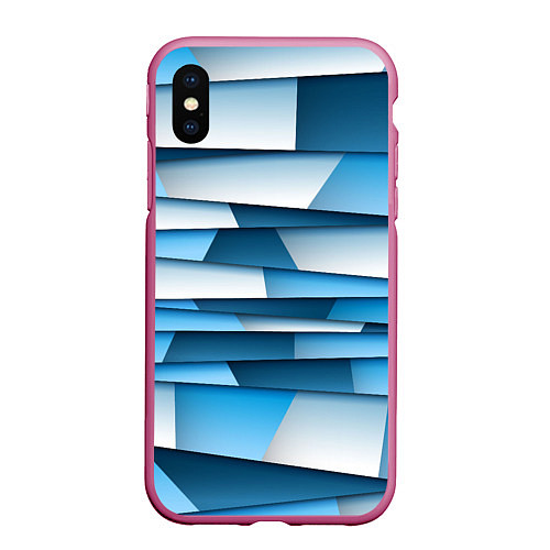 Чехол iPhone XS Max матовый Geometry line / 3D-Малиновый – фото 1