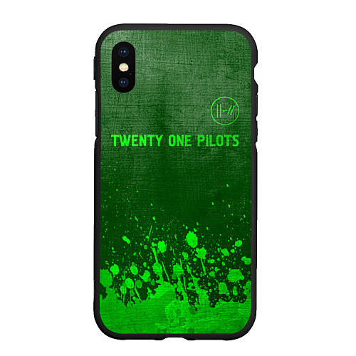 Чехол iPhone XS Max матовый Twenty One Pilots - green gradient посередине / 3D-Черный – фото 1