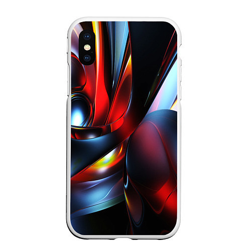 Чехол iPhone XS Max матовый Абстрактные волны геометрия / 3D-Белый – фото 1