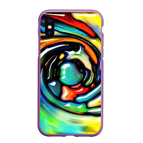 Чехол iPhone XS Max матовый Акварельные краски мозаика / 3D-Фиолетовый – фото 1