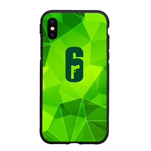 Чехол iPhone XS Max матовый Rainbow Six green poly / 3D-Черный – фото 1