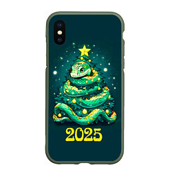 Чехол iPhone XS Max матовый Змея ёлка 2025