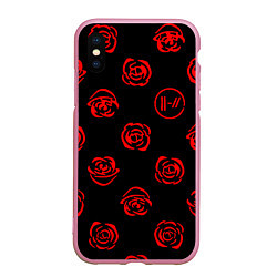 Чехол iPhone XS Max матовый Twenty one pilots rose pattern, цвет: 3D-розовый