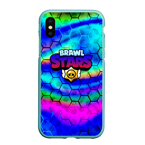 Чехол iPhone XS Max матовый Brawl stars neon gradient / 3D-Мятный – фото 1