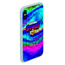 Чехол iPhone XS Max матовый Brawl stars neon gradient, цвет: 3D-голубой — фото 2