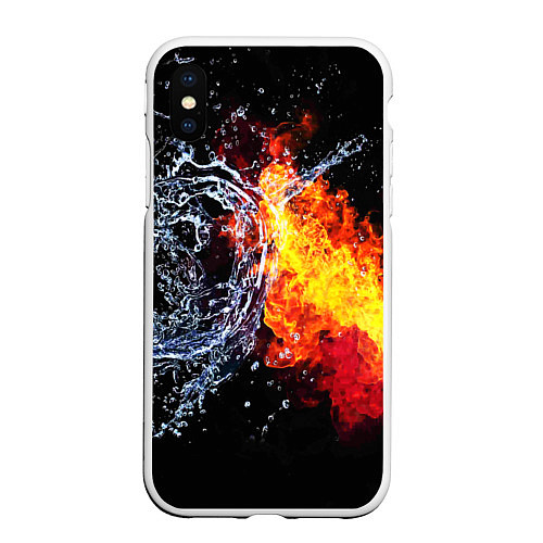 Чехол iPhone XS Max матовый Столкновения огня и воды / 3D-Белый – фото 1