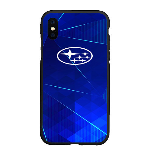 Чехол iPhone XS Max матовый Subaru blue poly / 3D-Черный – фото 1