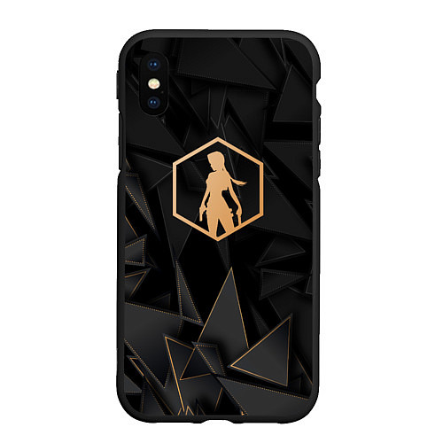 Чехол iPhone XS Max матовый Tomb Raider golden poly / 3D-Черный – фото 1