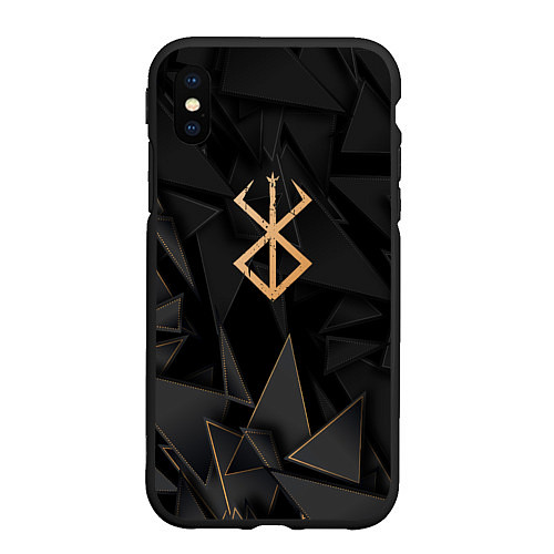 Чехол iPhone XS Max матовый Berserk golden poly / 3D-Черный – фото 1