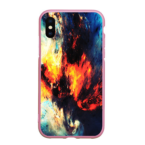 Чехол iPhone XS Max матовый Абстрактный космос текстура / 3D-Розовый – фото 1