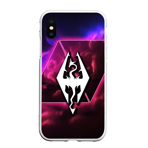 Чехол iPhone XS Max матовый The Elder Scrolls neon game / 3D-Белый – фото 1