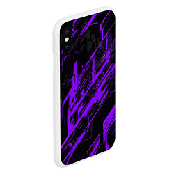 Чехол iPhone XS Max матовый Purple stripes on a black background, цвет: 3D-белый — фото 2