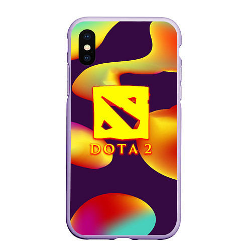 Чехол iPhone XS Max матовый Dota 2 неоновая абстракция / 3D-Светло-сиреневый – фото 1