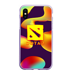 Чехол iPhone XS Max матовый Dota 2 неоновая абстракция, цвет: 3D-светло-сиреневый