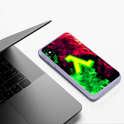 Чехол iPhone XS Max матовый Half life битва огня кислотное лого, цвет: 3D-светло-сиреневый — фото 2