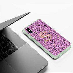 Чехол iPhone XS Max матовый Знак доллара - звезды, цвет: 3D-салатовый — фото 2