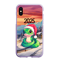 Чехол iPhone XS Max матовый 2025 новогодняя змейка, цвет: 3D-светло-сиреневый