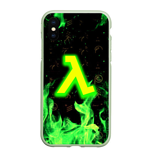 Чехол iPhone XS Max матовый Half life огонь зеленый / 3D-Салатовый – фото 1