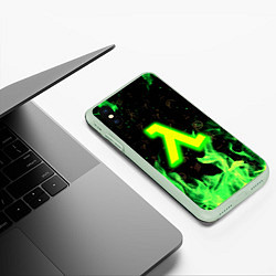 Чехол iPhone XS Max матовый Half life огонь зеленый, цвет: 3D-салатовый — фото 2