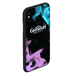 Чехол iPhone XS Max матовый Genshin Impact flame neon, цвет: 3D-черный — фото 2