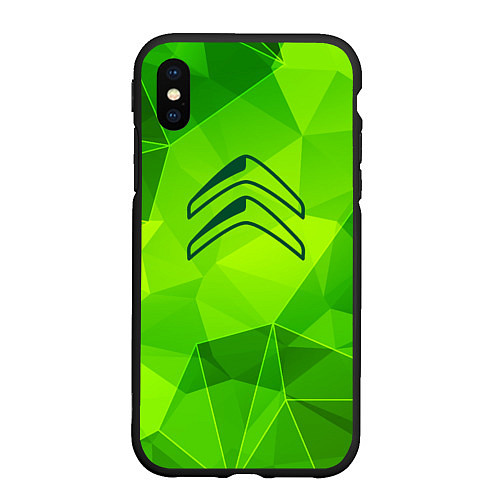 Чехол iPhone XS Max матовый Citroen green poly / 3D-Черный – фото 1