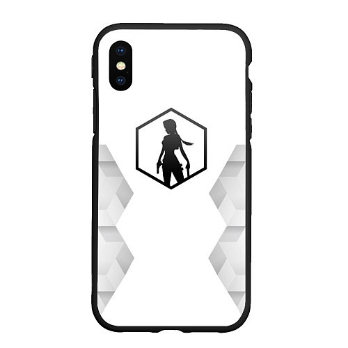 Чехол iPhone XS Max матовый Tomb Raider white poly / 3D-Черный – фото 1