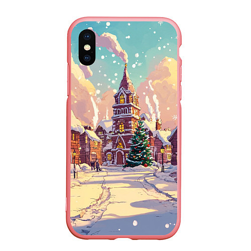 Чехол iPhone XS Max матовый Пустой новогодний городок / 3D-Баблгам – фото 1