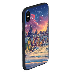 Чехол iPhone XS Max матовый Снегопад в ночном городе, цвет: 3D-черный — фото 2