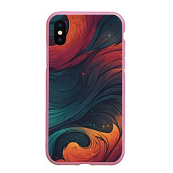 Чехол iPhone XS Max матовый Эбру теплая абстракция, цвет: 3D-розовый