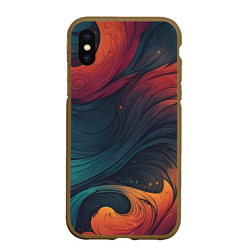 Чехол iPhone XS Max матовый Эбру теплая абстракция / 3D-Коричневый – фото 1