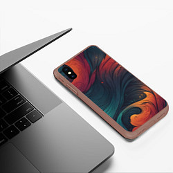 Чехол iPhone XS Max матовый Эбру теплая абстракция, цвет: 3D-коричневый — фото 2