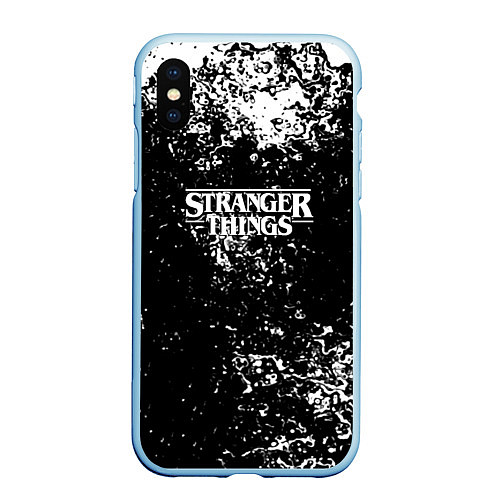 Чехол iPhone XS Max матовый Stranger things брызги красок / 3D-Голубой – фото 1