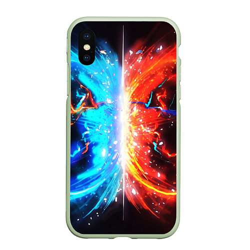 Чехол iPhone XS Max матовый Битва планет абстракция / 3D-Салатовый – фото 1