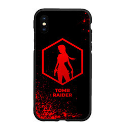 Чехол iPhone XS Max матовый Tomb Raider - red gradient, цвет: 3D-черный