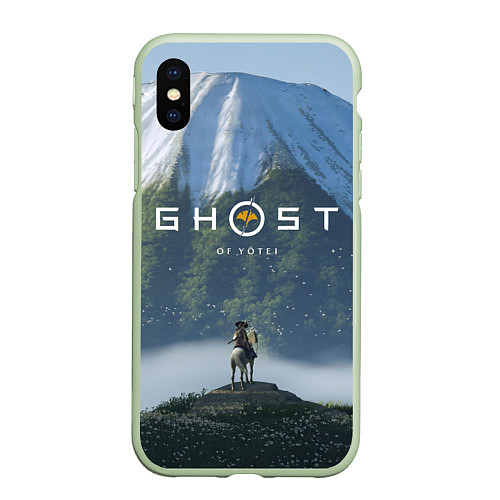 Чехол iPhone XS Max матовый Ацу на коне Ghost of Yotei / 3D-Салатовый – фото 1