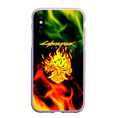 Чехол iPhone XS Max матовый Cyberpunk 2077 fere steel / 3D-Светло-сиреневый – фото 1