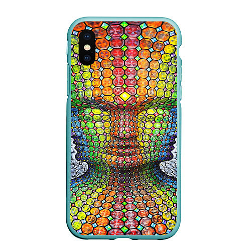 Чехол iPhone XS Max матовый Оптические стёкла / 3D-Мятный – фото 1