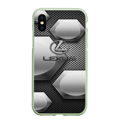 Чехол iPhone XS Max матовый Lexus карбон стиль / 3D-Салатовый – фото 1