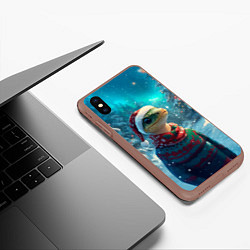 Чехол iPhone XS Max матовый Новогодняя змея в свитере, цвет: 3D-коричневый — фото 2